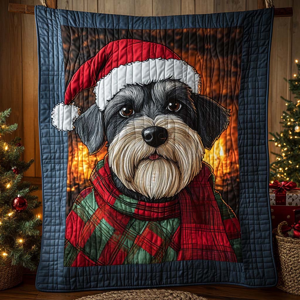 Frosty Schnauzer Night Quilted Blanket NCU0XD629