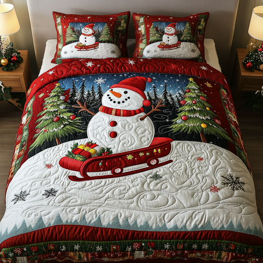 Frosty Sled Adventure 3-Piece Quilted Bedding Set NCU0TL2266