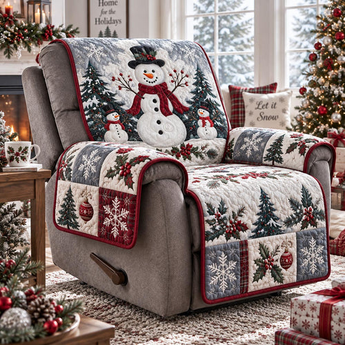 Frosty Snowman Plaid Quilted Sofa Cover NCU0DV10193