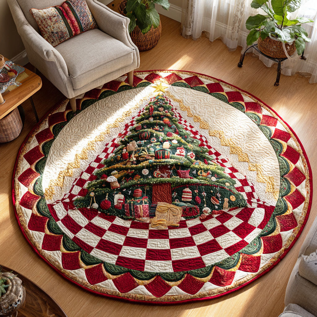 Frosty Tree Quilted Round Mat NCU0TD331