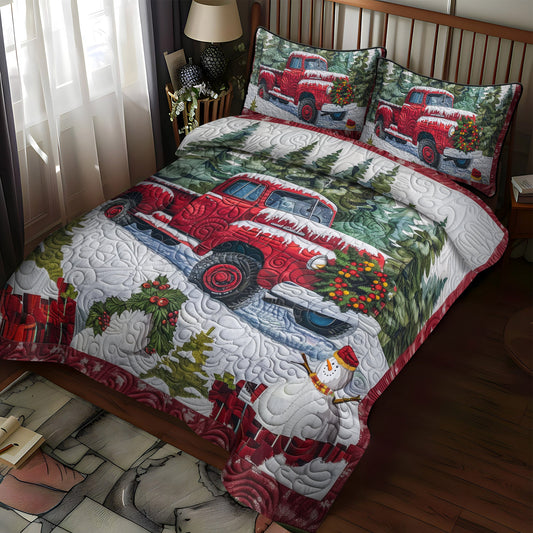 Frosty Truck Cheer 3-Piece Quilted Bedding Set NCU0DV1636