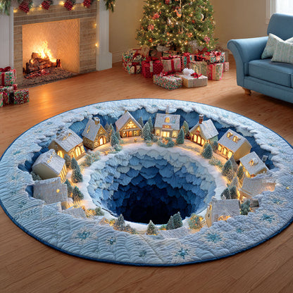 Frosty Village Night Quilted Round Mat NCU0TD789