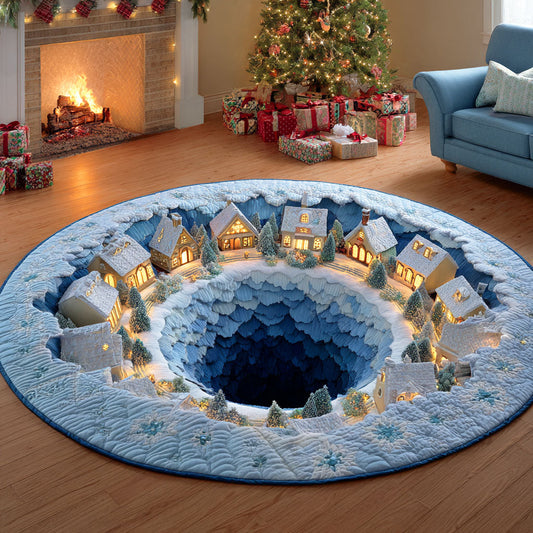 Frosty Village Night Quilted Round Mat NCU0TD789