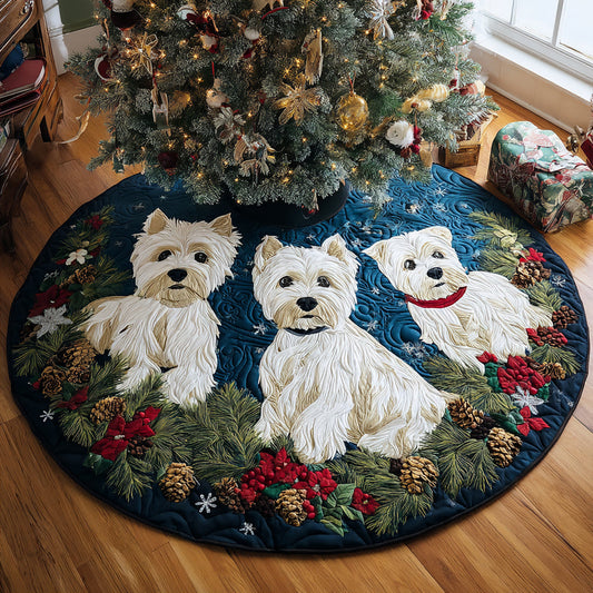 Frosty Westie Dreams Quilted Christmas Tree Skirt NCU0DV8103