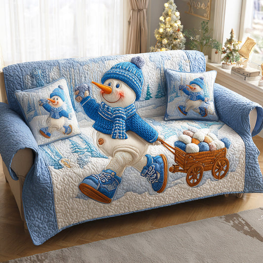 Frosty Winter Joy Quilted Sofa Cover NCU0TD1033