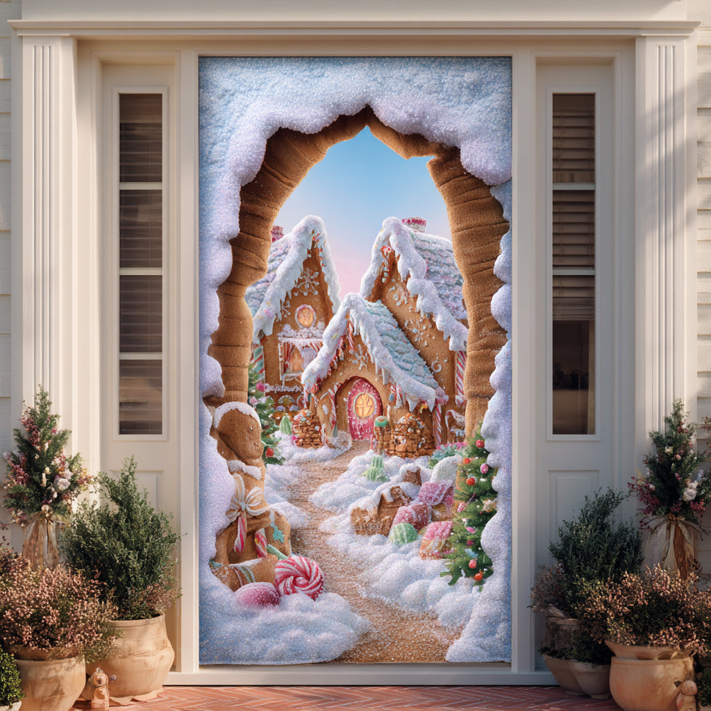 Frosty Winter Path Quilted Door Cover NCU0TD1623
