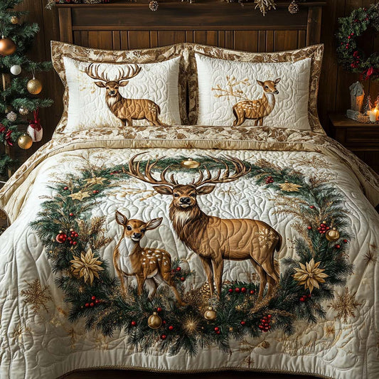 Frosty Woodland King 3-Piece Quilted Bedding Set NCU0XD194