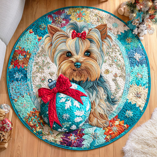 Frosty Yorkie Quilted Round Mat NCU0TD863