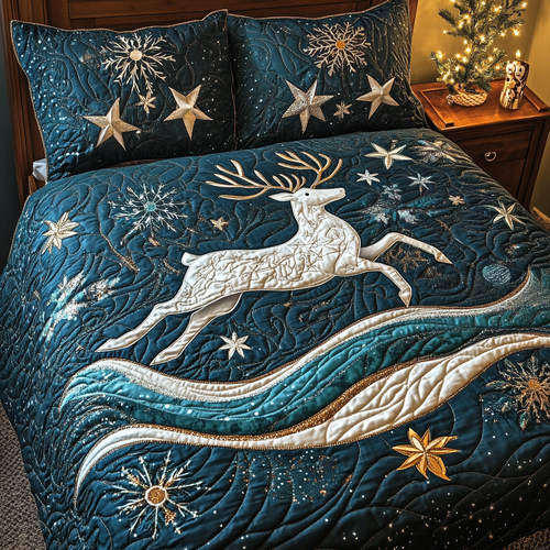Frosty the Reindeer 3-Piece Quilted Bedding Set NCU0TL1968