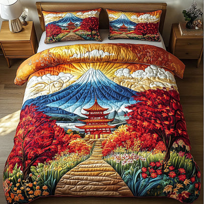 Fuji Autumn Mist 3-Piece Quilted Bedding Set NCU0NT7384