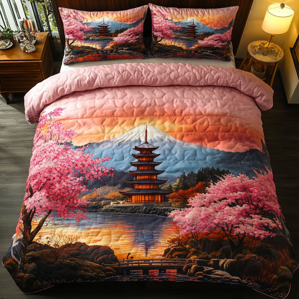 Fuji Sakura Sky 3-Piece Quilted Bedding Set NCU0NT7386