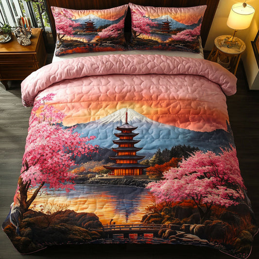 Fuji Sakura Sky 3-Piece Quilted Bedding Set NCU0NT7386