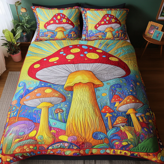 Fungal Fantasy 3-Piece Quilted Bedding Set NCU0DK4229
