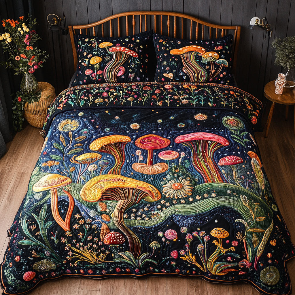 Fungal Fantasy 3-Piece Quilted Bedding Set NCU0PT3949