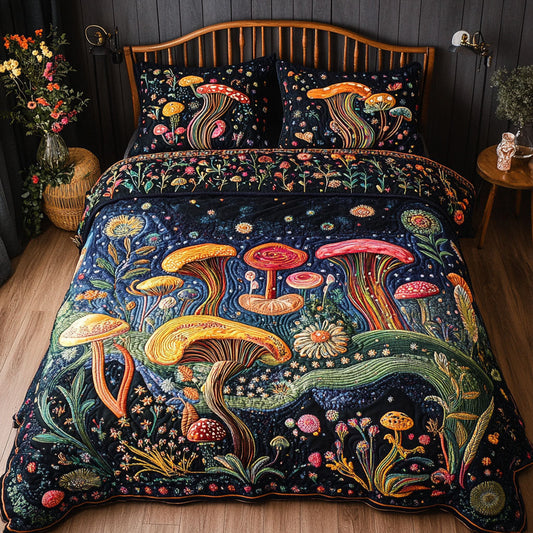 Fungal Fantasy 3-Piece Quilted Bedding Set NCU0PT3949
