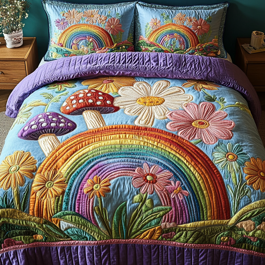 Fungi Bliss 3-Piece Quilted Bedding Set NCU0VH2593