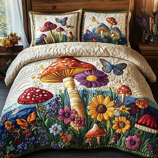 Fungi Dreams 3-Piece Quilted Bedding Set NCU0VL2570
