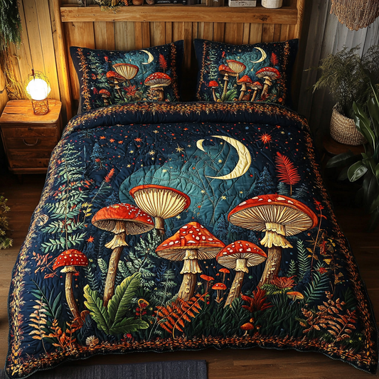 Fungi Forest 3-Piece Quilted Bedding Set NCU0VL2460