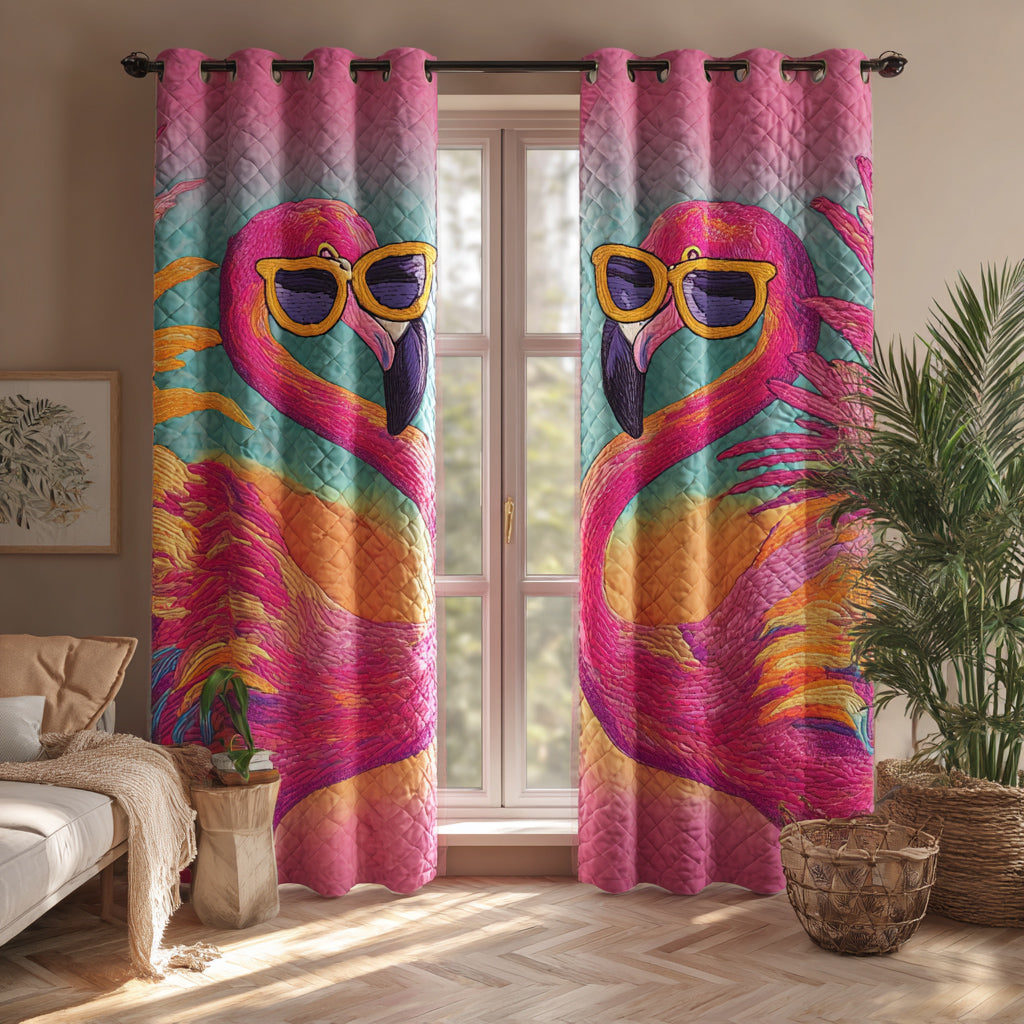 Funk Flamingo Quilted Curtains NCU0HH1726