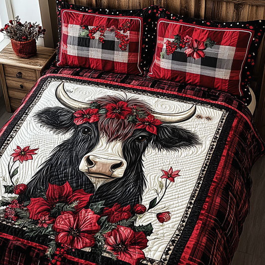 Funky Cow 3-Piece Quilted Bedding Set NCU0TL2385