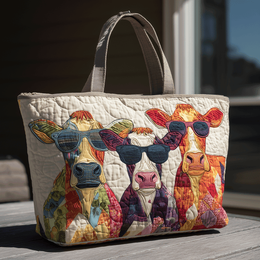 Funky Cows Quilted Tote Bag NCU0TH2743