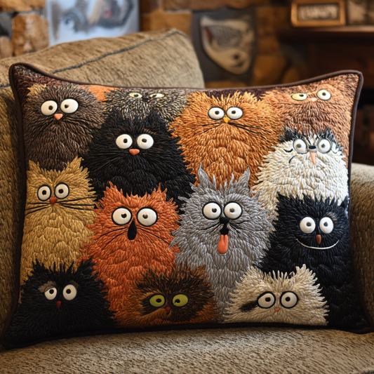 Funny Cats Quilted Bedding Pillow Case NCU0NT9937