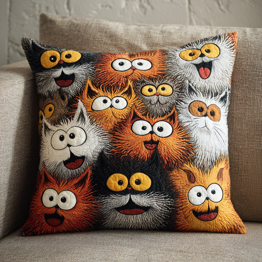 Funny Cats Quilted Pillow Case NCU0NT9937