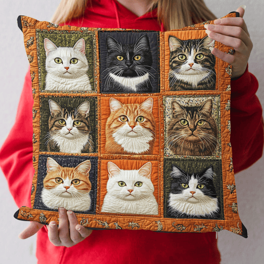 Funny Cat Patchwork Quilted Pillow Case NCU0PD618