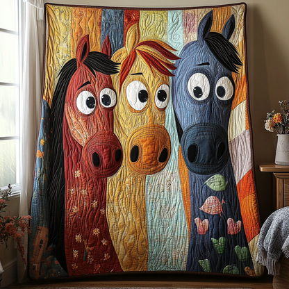Funny Horse Design Quilted Blanket NCU0DV5474
