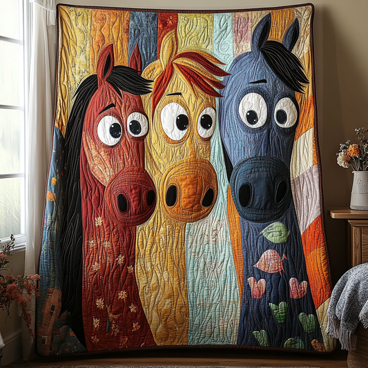 Funny Horse Design Quilted Blanket NCU0DV5474