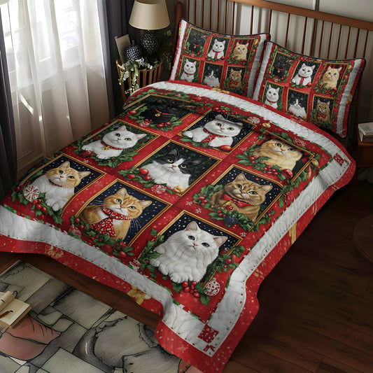Furry Christmas Cheer 3-Piece Quilted Bedding Set NCU0TL1766