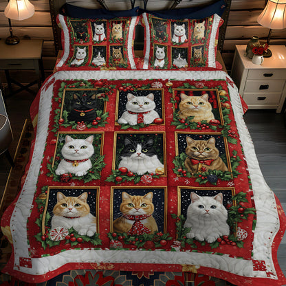 Furry Christmas Cheer 3-Piece Quilted Bedding Set NCU0TL1766
