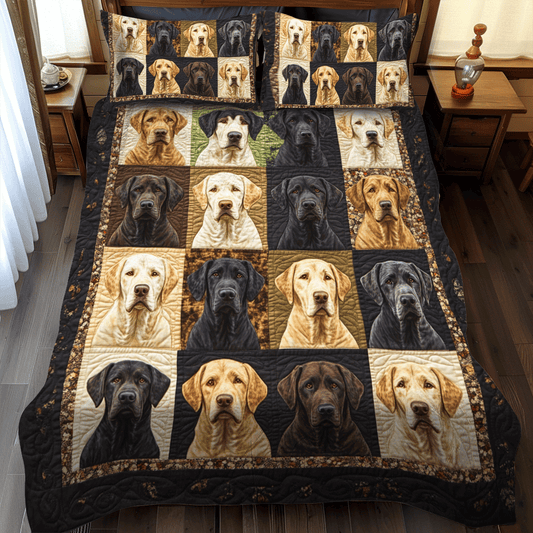 Furry Friend Labrador 3-Piece Quilted Bedding Set NCU0PD545