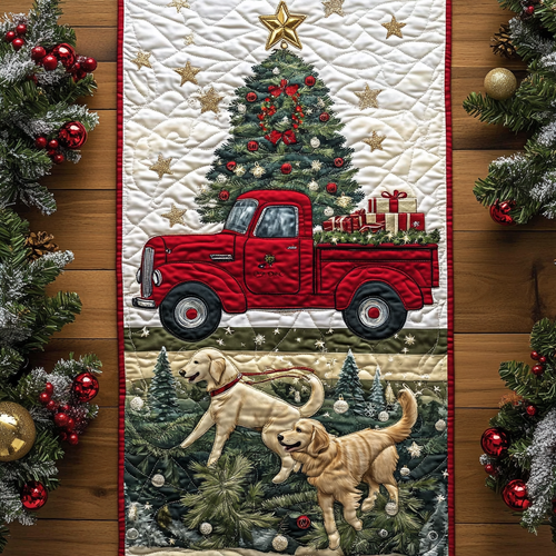 Furry Friends Christmas Trail Quilted Table Runner NCU0DK1462