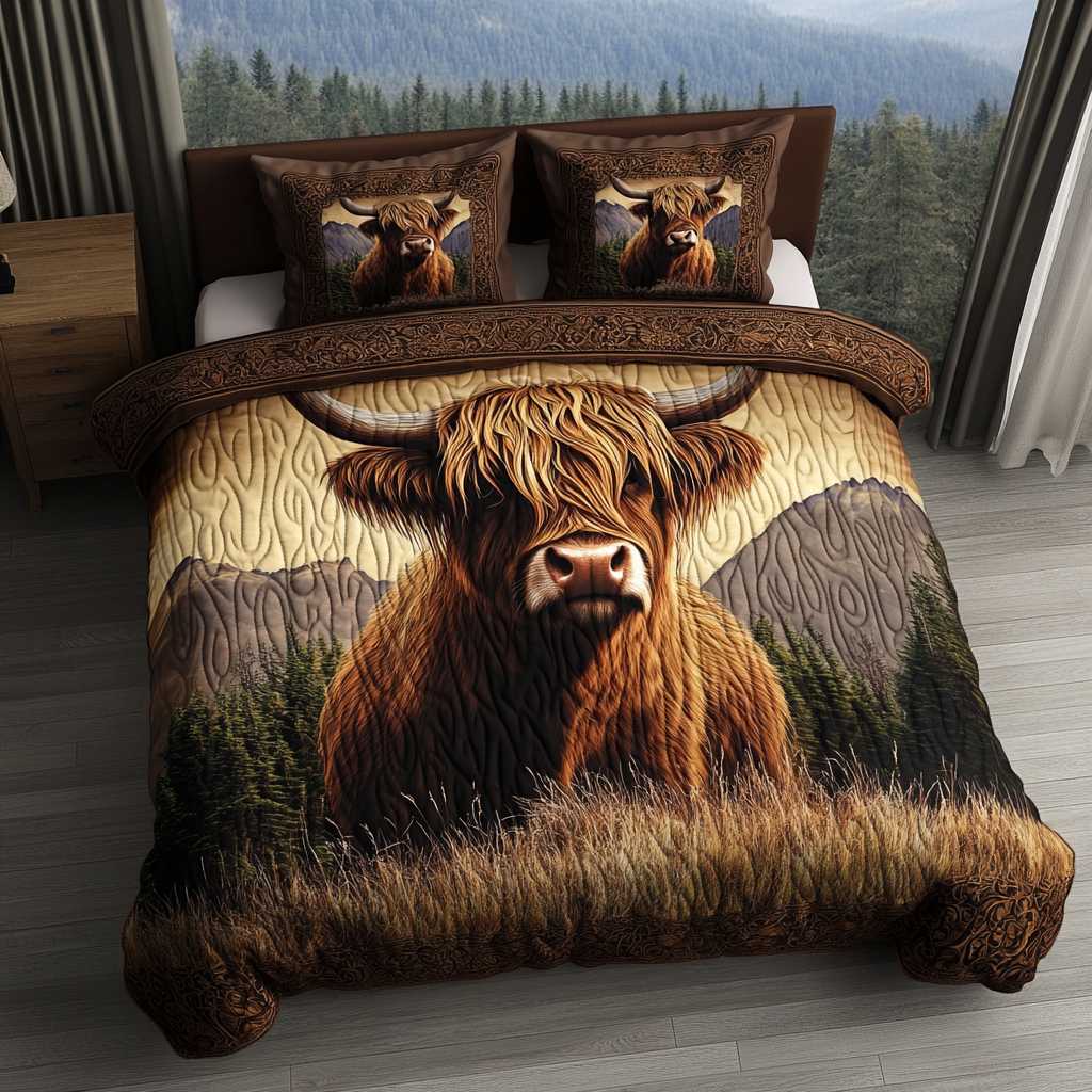 Furry Highlander 3-Piece Quilted Bedding Set NCU0DV3230 – Vantique