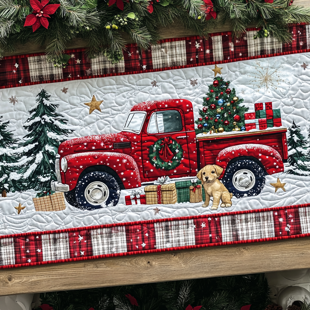 Furry Holiday Joyride Quilted Table Runner NCU0DK1468