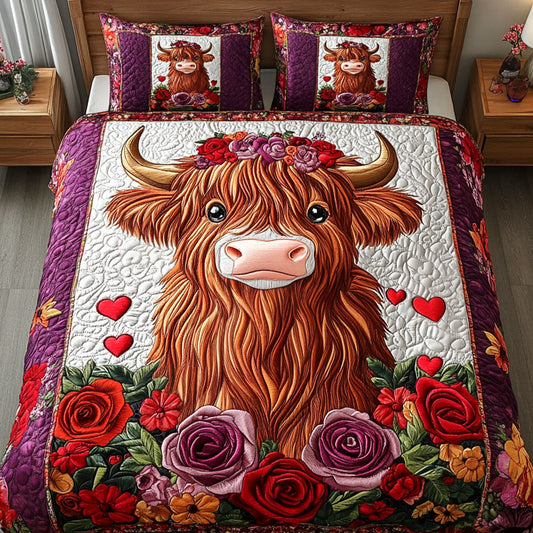 Furry Romance 3-Piece Quilted Bedding Set NCU0NT2638