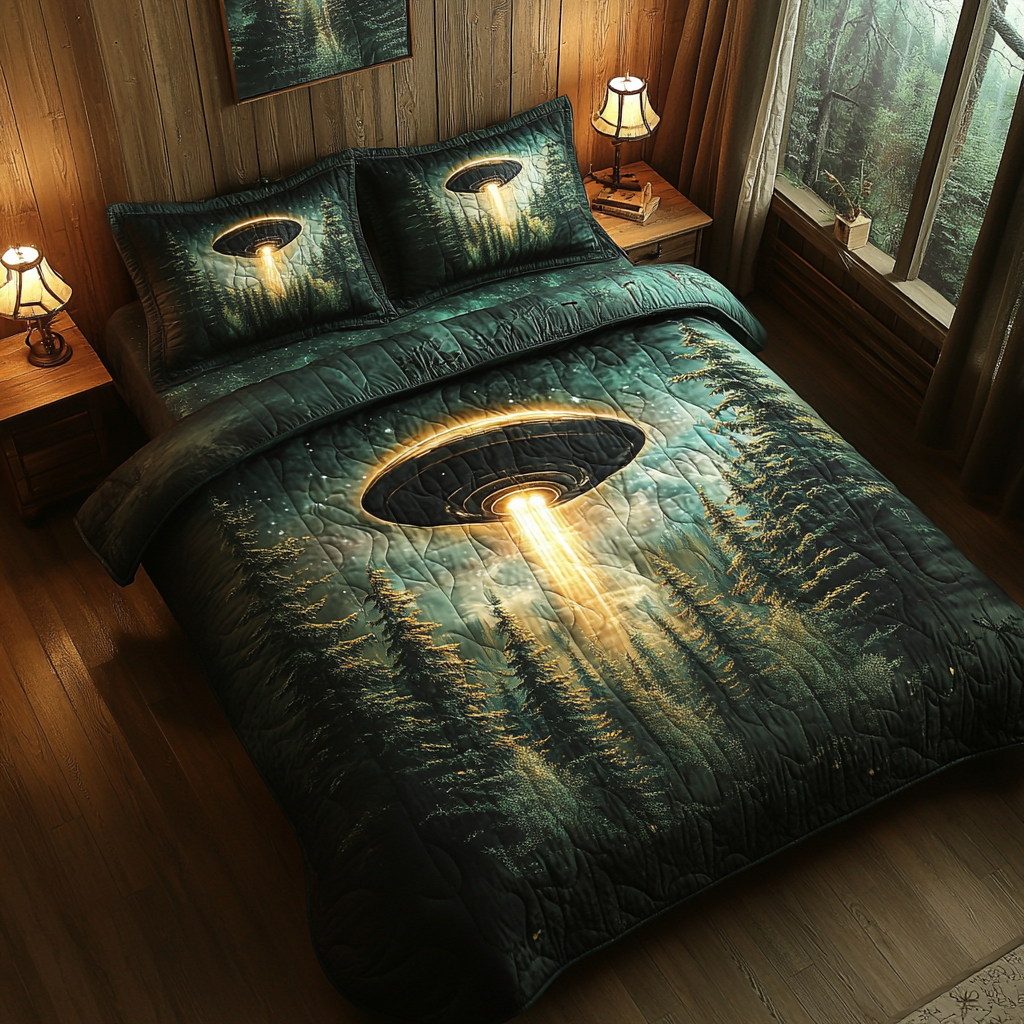 Galactic Beacon 3-Piece Quilted Bedding Set NCU0DV2998