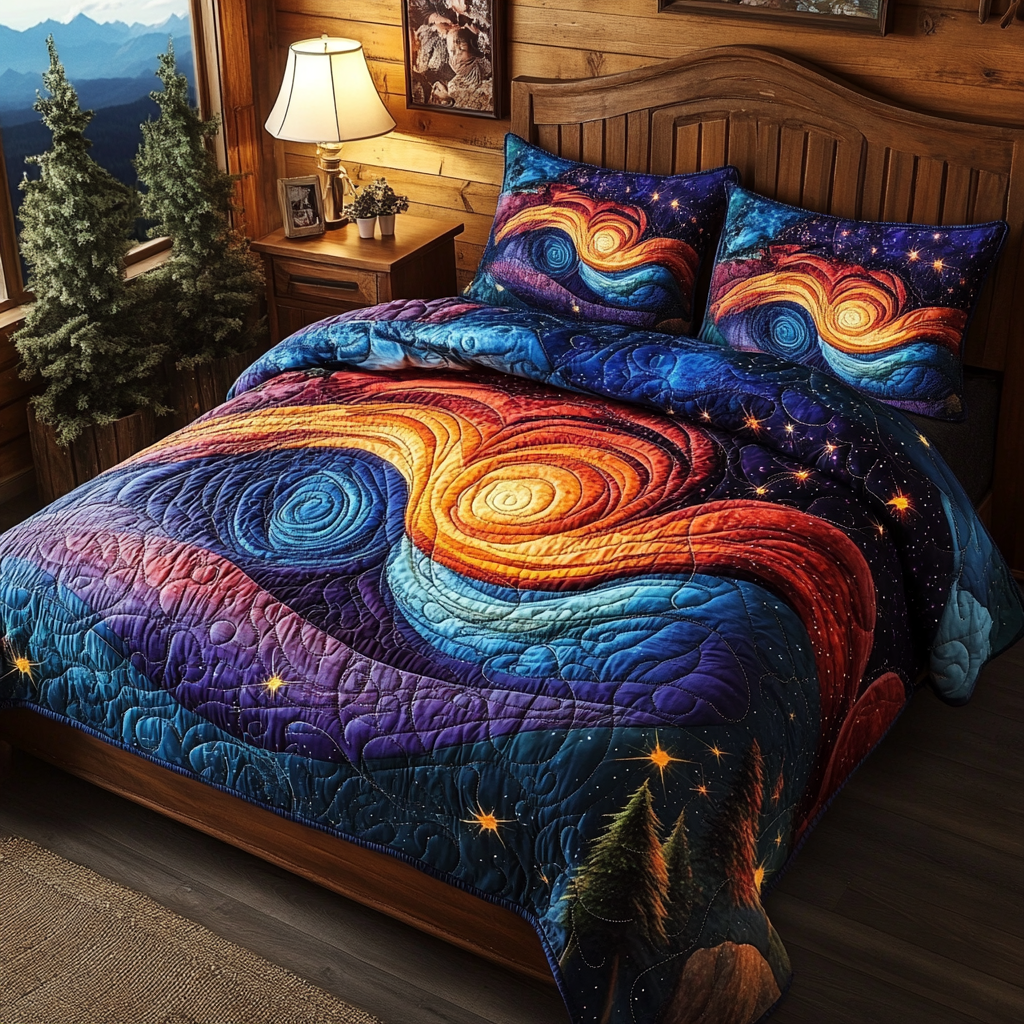 Galactic Swirl Dream 3-Piece Quilted Bedding Set NCU0VL977