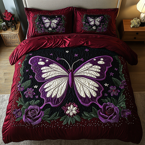 Galaxy Butterfly 3-Piece Quilted Bedding Set NCU0DK10743