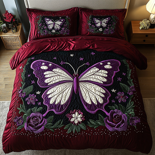 Galaxy Butterfly 3-Piece Quilted Bedding Set NCU0DK10743