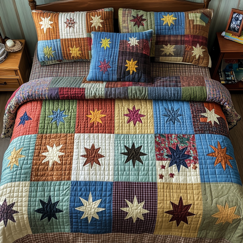 Galaxy Glow 3-Piece Quilted Bedding Set NCU0VH3698