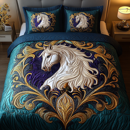 Gallant Grace 3-Piece Quilted Bedding Set NCU0VH1960