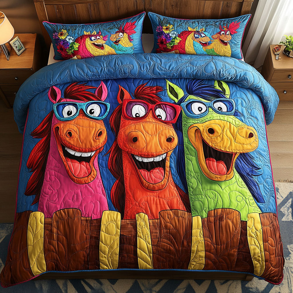 Gallop Giggles 3-Piece Quilted Bedding Set NCU0NT6834