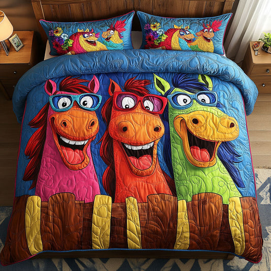 Gallop Giggles 3-Piece Quilted Bedding Set NCU0NT6834