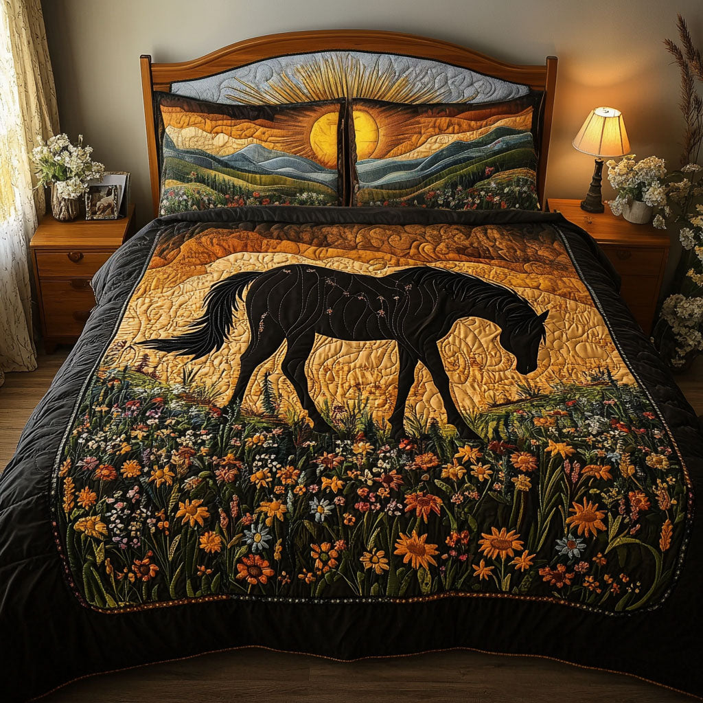 Gallop Through Nature 3-Piece Quilted Bedding Set NCU0PT4512