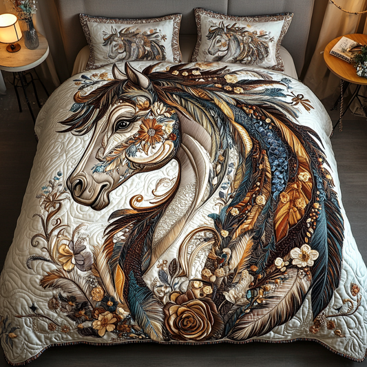 Galloping Beauty 3-Piece Quilted Bedding Set NCU0VH995