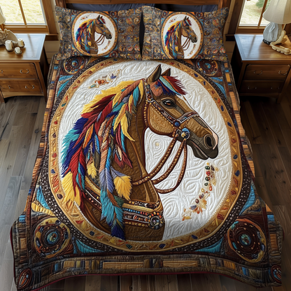 Galloping Grace 3-Piece Quilted Bedding Set NCU0DK1704