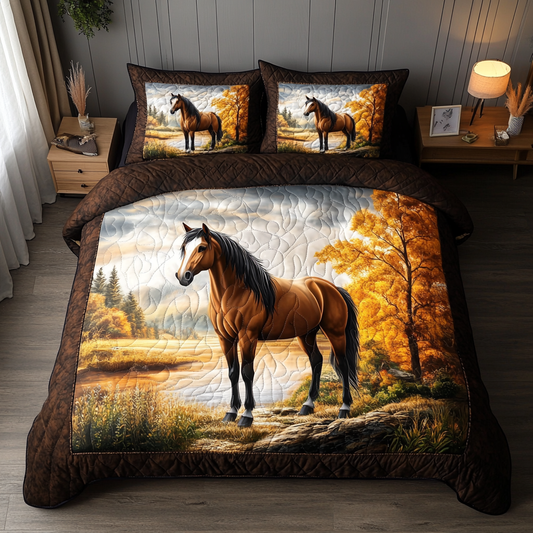 Galloping Grace 3-Piece Quilted Bedding Set NCU0DK6952