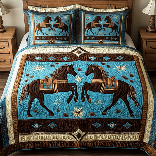 Galloping Grace 3-Piece Quilted Bedding Set NCU0VH1820